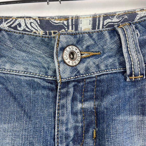 Guess Daredevil Bootcut Denim Jeans Cross Embellished Pockets Women's Sz 31 - Picture 9 of 12